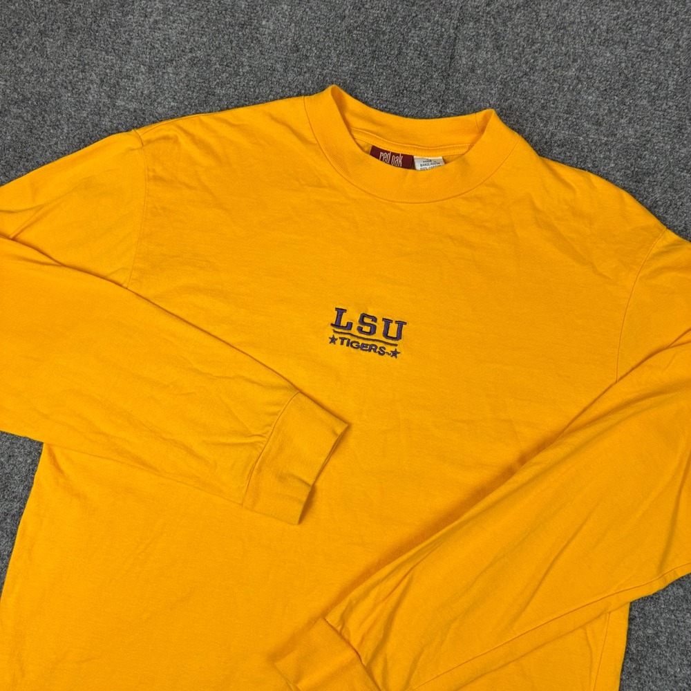 Vintage LSU Tigers Long Sleeve T-Shirt Gold Cotton Womens Medium SEC